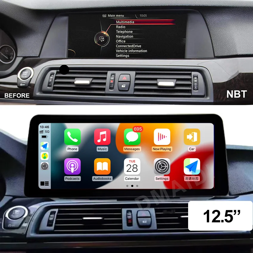 Car Radio Wireless CarPlay Android Auto GPS Navi For BMW 5 Series F10 F11 CIC NBT System 10.25 Inch 4G Multimedia Player 2 Din