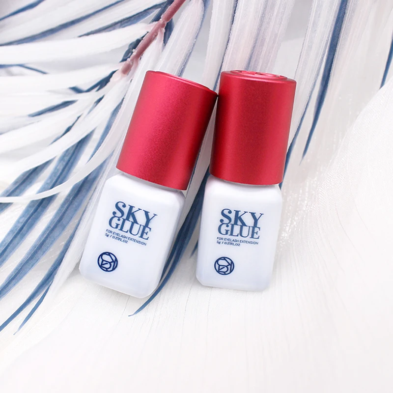 2 Stück Sky Glue S+ Red Cap Original Korea Wimpernverlängerungszubehör 5 ml Beauty Shop Make-up-Tool Niedriger Geruch Keine Reizung Kleber