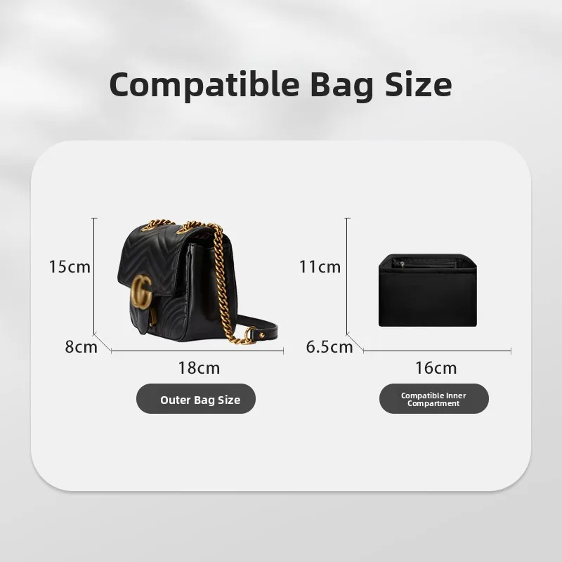 

Nylon Inner Bag for GG Marmont Square Fat Body Storage Organizer Bag Lightweight Cosmetic Bag for Home Organization