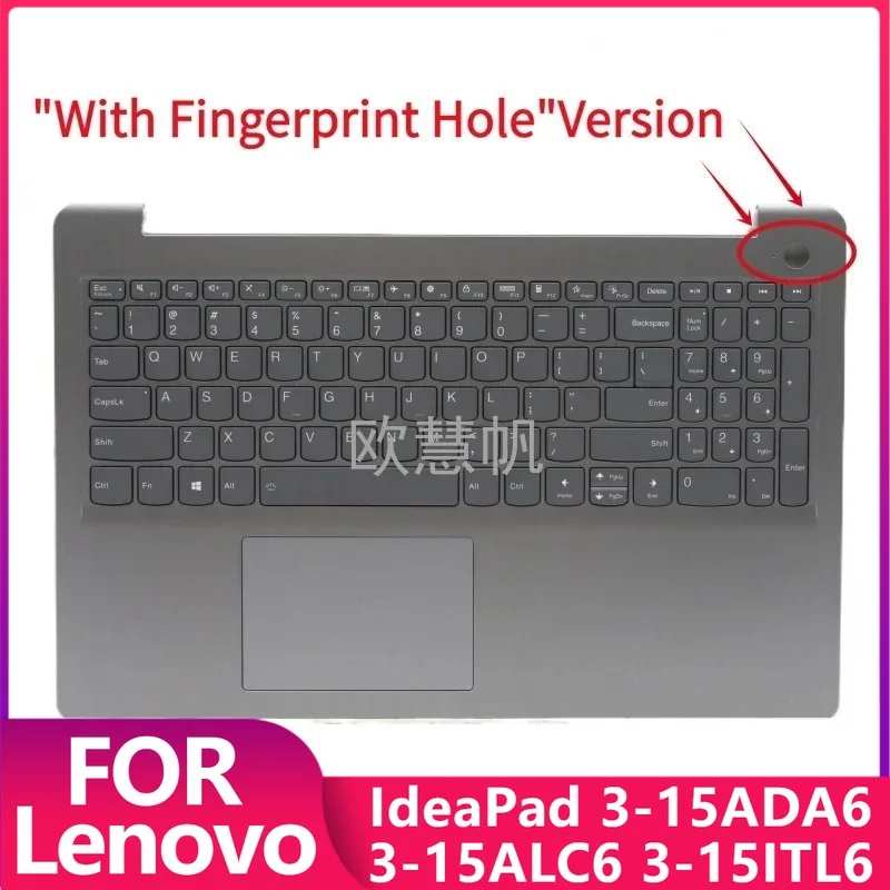 T New for Lenovo IdeaPad 3-15ADA6 3-15ALC6 3-15ITL6 Palmrest Upper Case Backlit Keyboard (Fingerprint Hole Version) 5CB1B65660