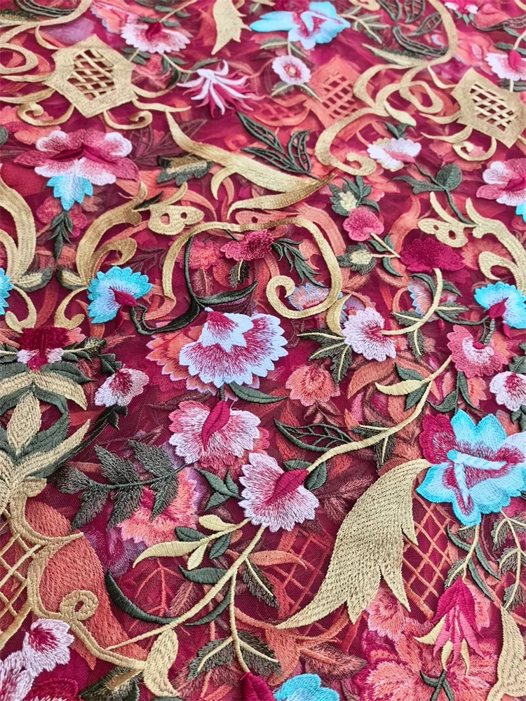 Neuer Stil Mesh-Stickerei Afrikanischer Spitzenstoff 2025 Hochwertige Spitze Wasserlösliche Modische Weiche Spitze 5 Yards – Detail 7