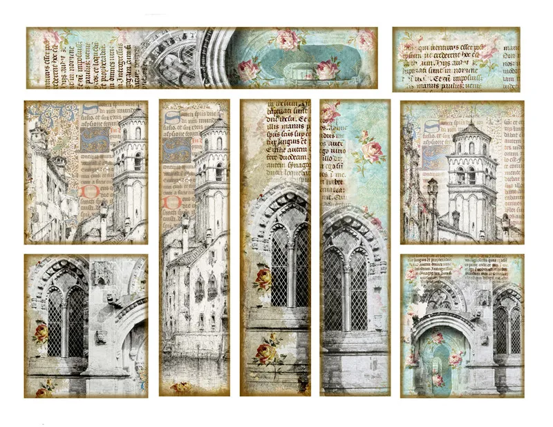 1 pacote retro vintage medieval monumento adesivo diy artesanato scrapbooking álbum lixo diário adesivos decorativos