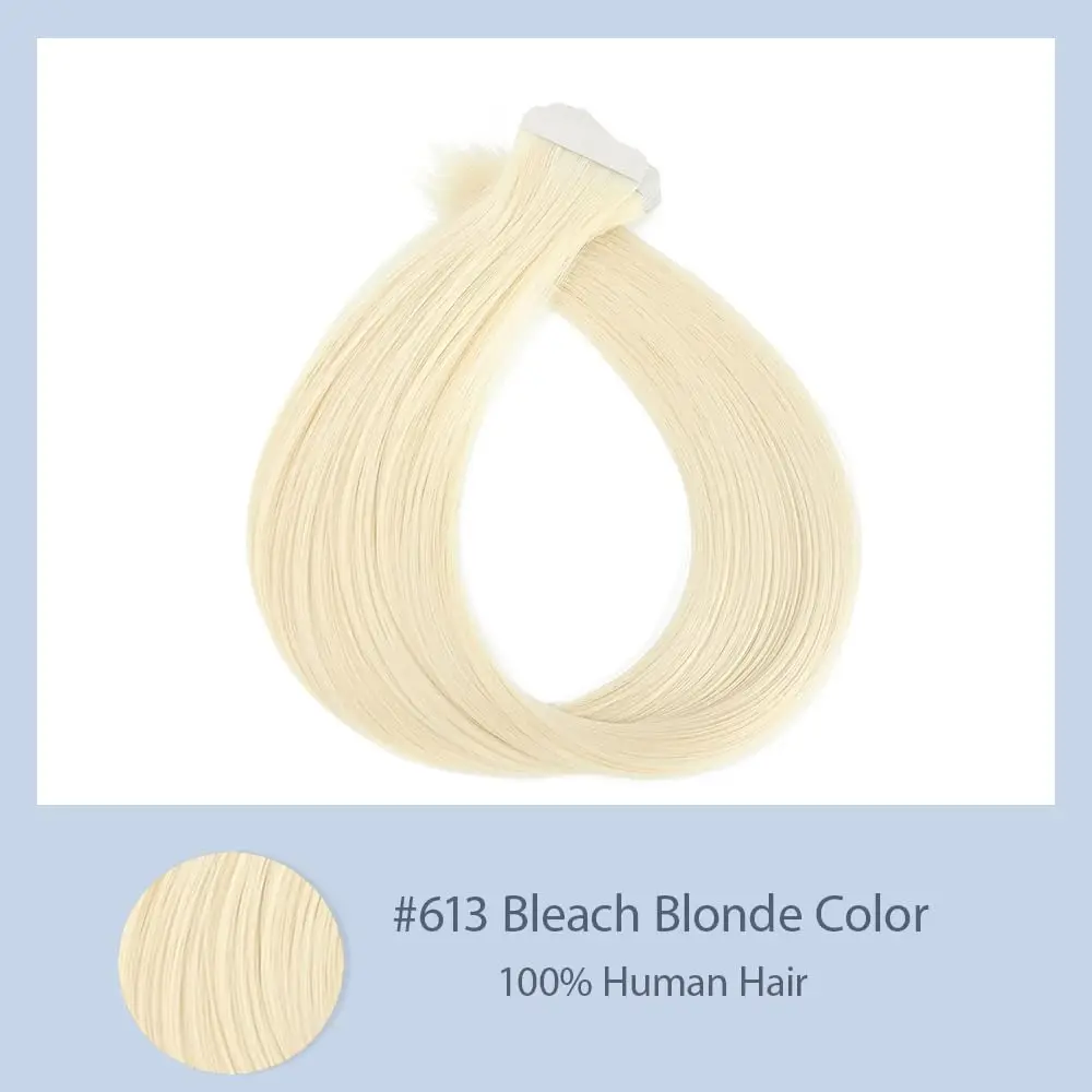 613 شريط مستقيم في وصلات الشعر شعر الإنسان غير مرئية وصلات شعر بشري أشقر 16 بوصة HuxoWax لحمة مزدوجة نسج الشعر #3