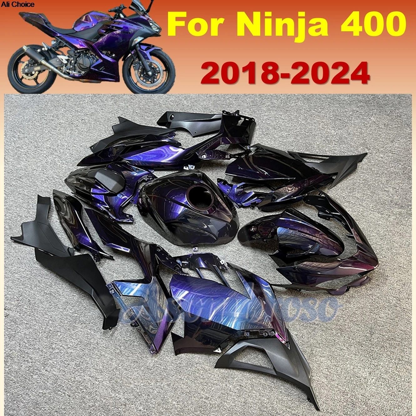 

Magic Color Fairings For Kawasaki Ninja400 2018 2019 2020 2021 2022 2024 2023 EX400R Motorcycle Purple Blue Bodywork Shell