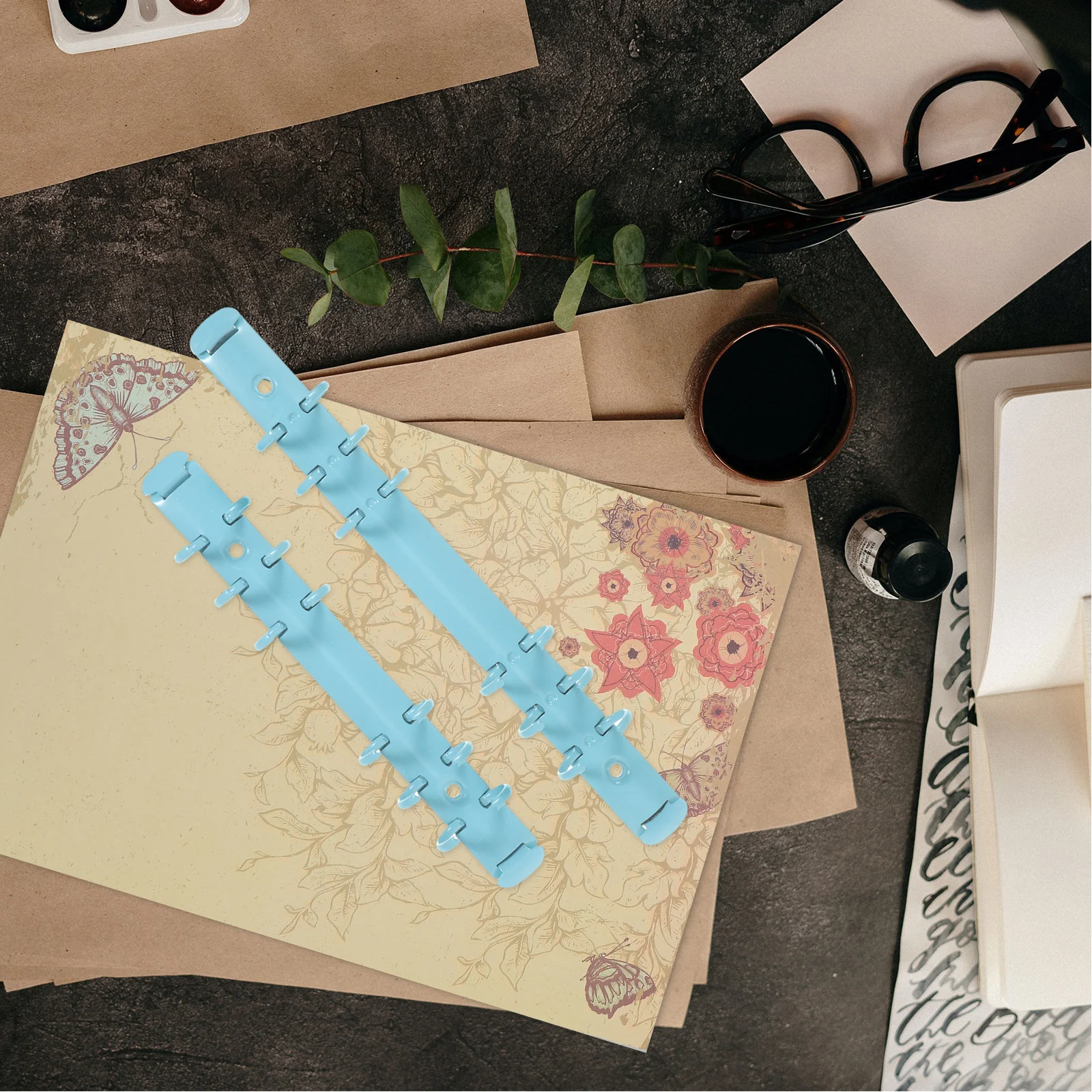 2 قطعة معدنية فضفاضة ورقة الموثق آلية مقاطع مخطط دفتر إصلاح DIY بها بنفسك ملزمة إدراج المنظم ل 6 حلقة A5 المفكرة #2