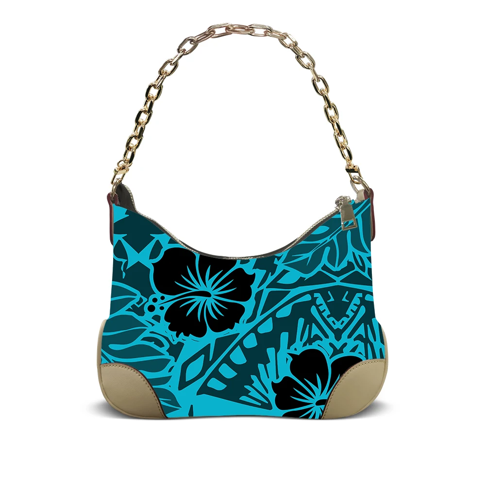 

Women Lightweight Samoa Floral Customizable Polynesian Armpit Bag Hibiscus Leather Everyday Resort Elegance