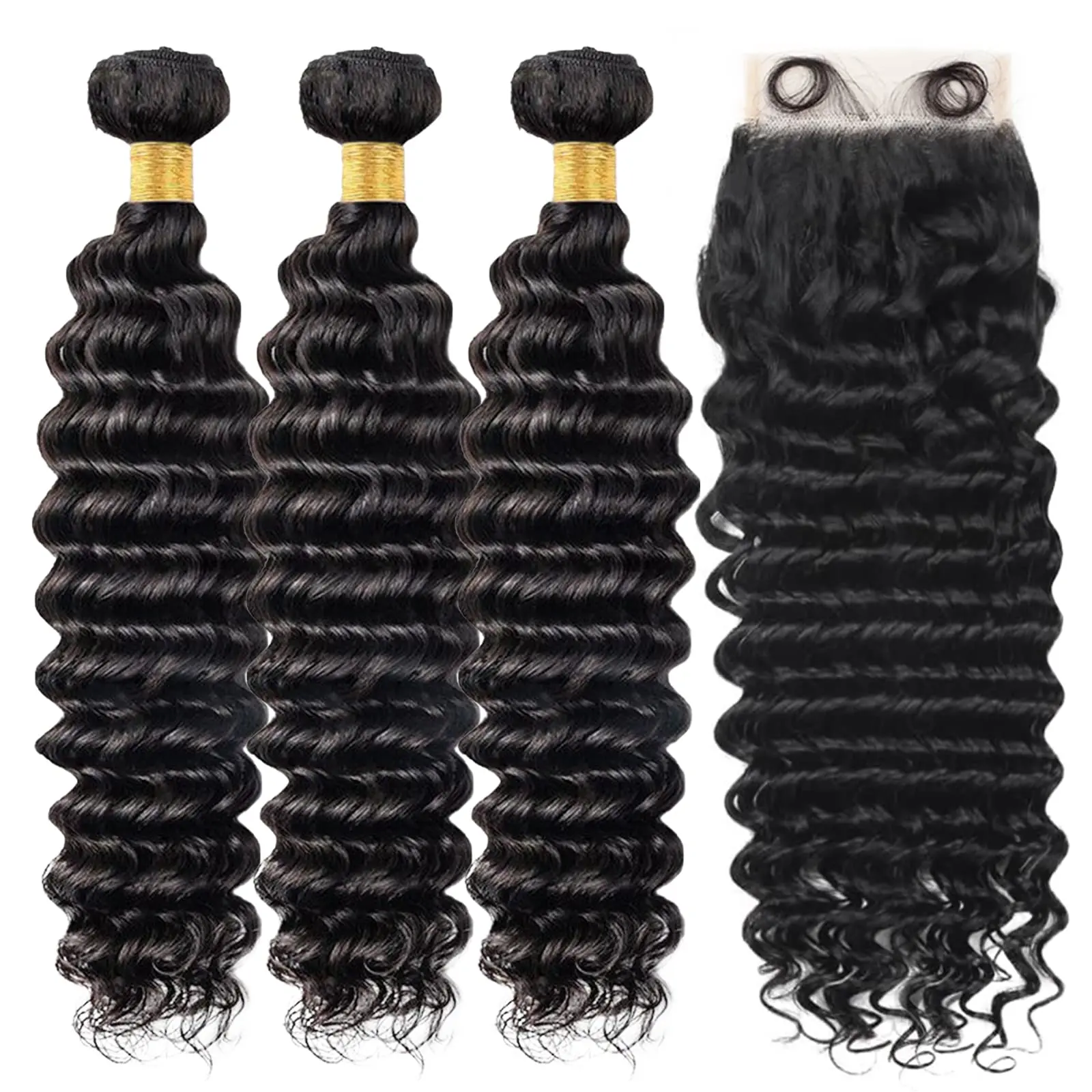 

Deep Wave Bundles With Closure Brazilian Hair Weave Bundles Human Hair Bundles With 5x5 Closure Remy Closure And Bundles