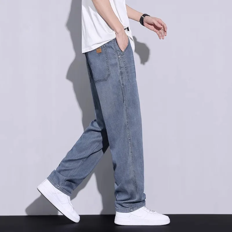 GIOIOMen's Jeans，2025New Spring Summer Ice Silk Thin Loose Straight American High Street Jeansmen pants,men`s clothing