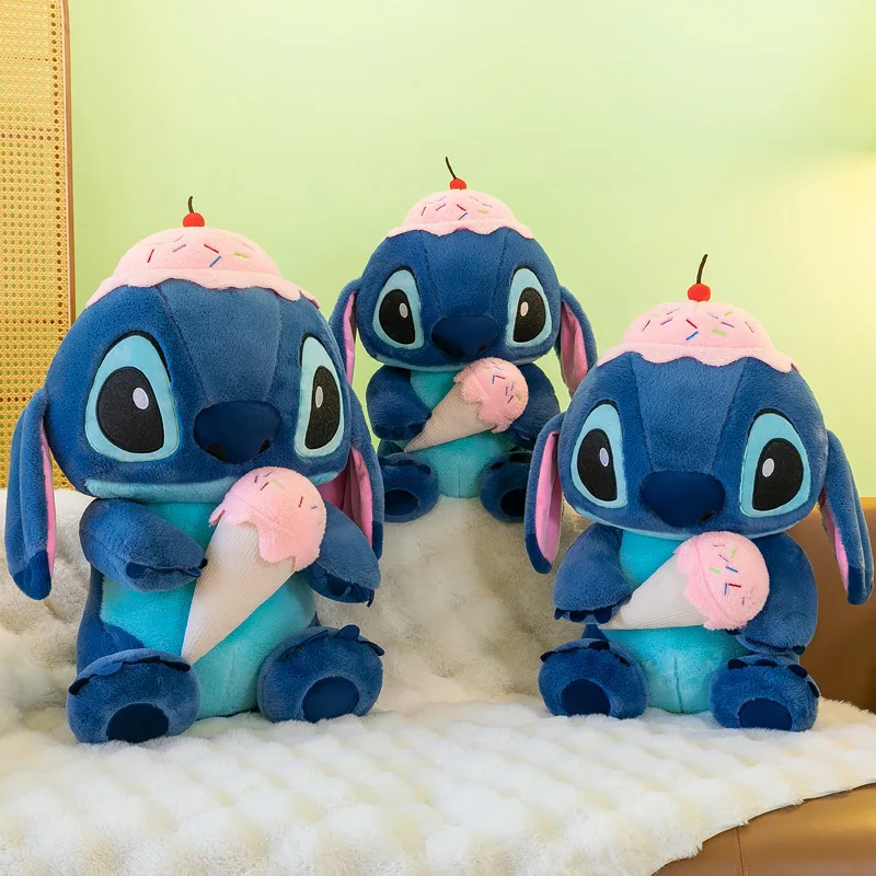 45/55cm Disney Lilo & Stitch Doll Cartoon Ice Cream Large Plush Toy Cute Anime Soft Stuffed Kawaii Children'S Birthday Gift