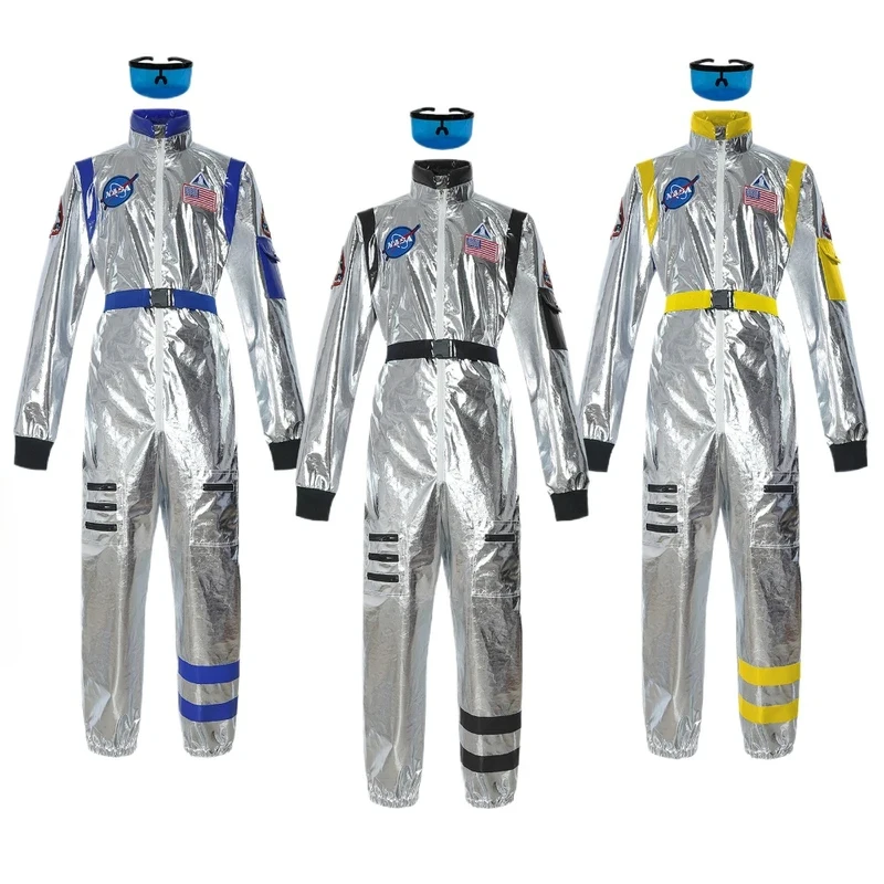 

ABC123Adult Kids Silver Astronaut Costume Men Women Spaceman Suit Space Jumpsuit Halloween Cosplay Party Fantasix,3;b'2.