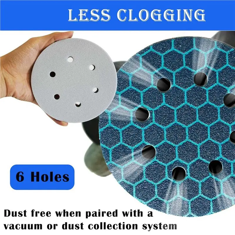 A25I-10 عبوة من وسادات واجهة الصنفرة مقاس 6 بوصات بخطاف وحلقة - وسائد دعم إسفنجية ناعمة الكثافة مع رغوة EVA