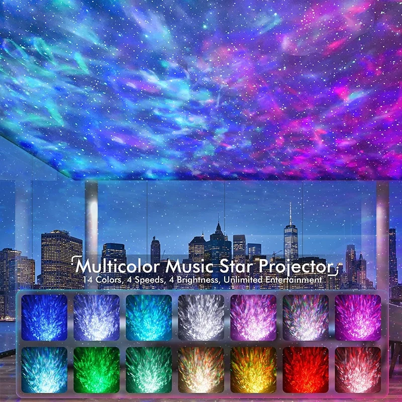 Colorful Starry Projector Galaxy Night Light Child Bluetooth USB Music Player Star NightLight Romantic Projector Night Lamp Gift