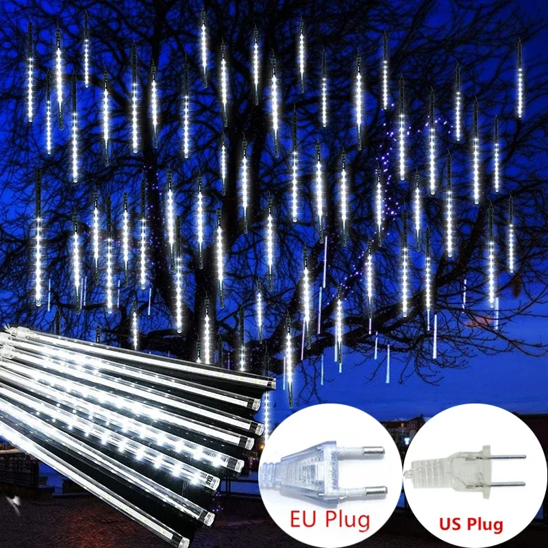 Imagem -04 - Led Meteoro Chuveiro Fada Corda Guirlanda Luzes de Cortina Decoração de Natal ao ar Livre Casamento Rua Jardim pc Pcs Pcs Pcs