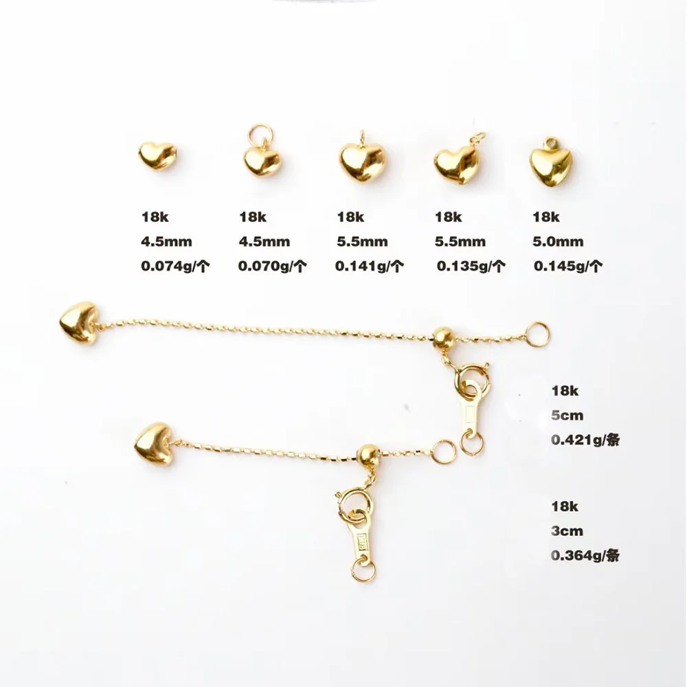 Pure 18k Gold Fine Jewelry DIY Finding Au750 Accessories Pearl Necklace Bracelet Extend Tail Clasp Ajustable Extender Chain