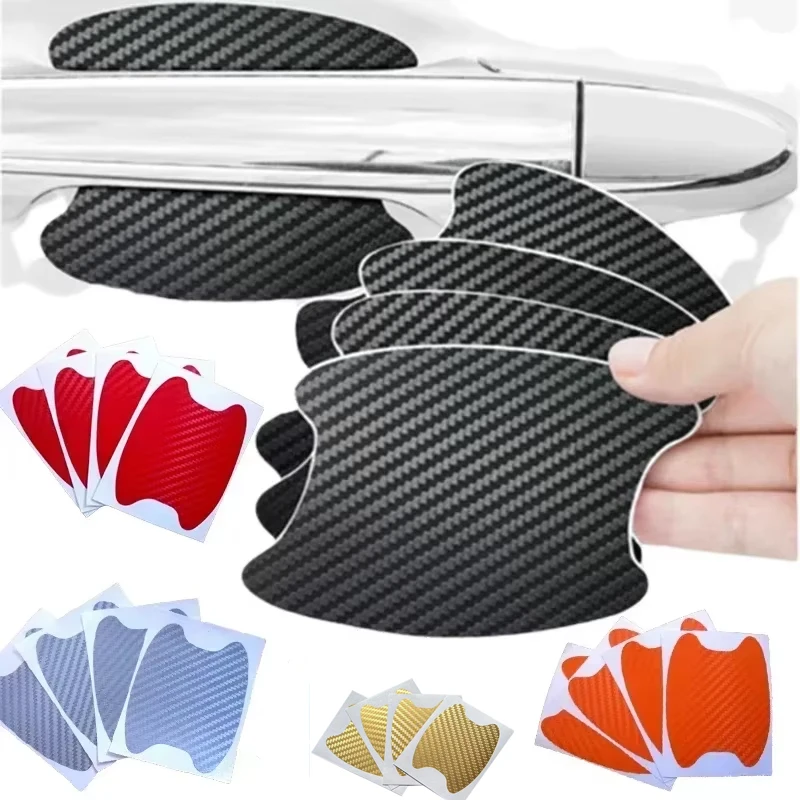 4Pcs Set Car Door Bowl Sticker Door Handle Car Sticker Carbon Fiber Handle Scratches Anti-scratch Sticker