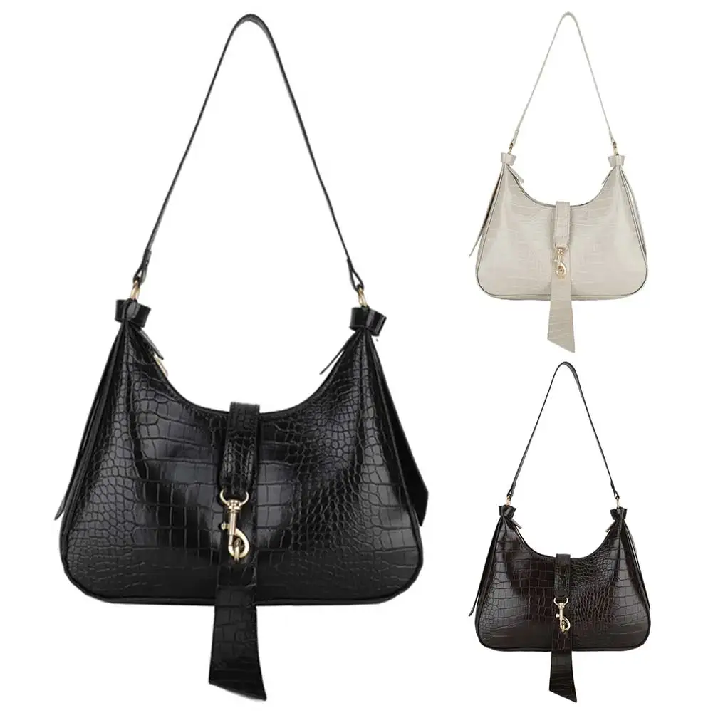 

Fashionable crocodile pattern hook lock women's shoulder bag