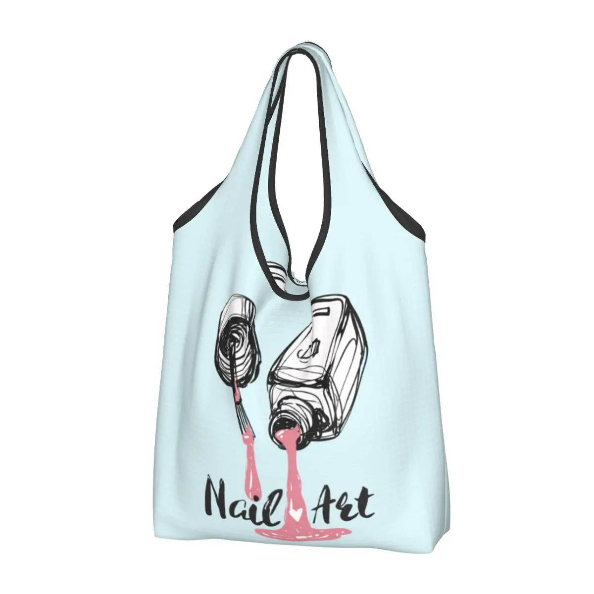 Kawaii Printing Modern Nail Polish Tote Shopping Bags Portable Shoulder Shopper Manicure Manicurist Handbag