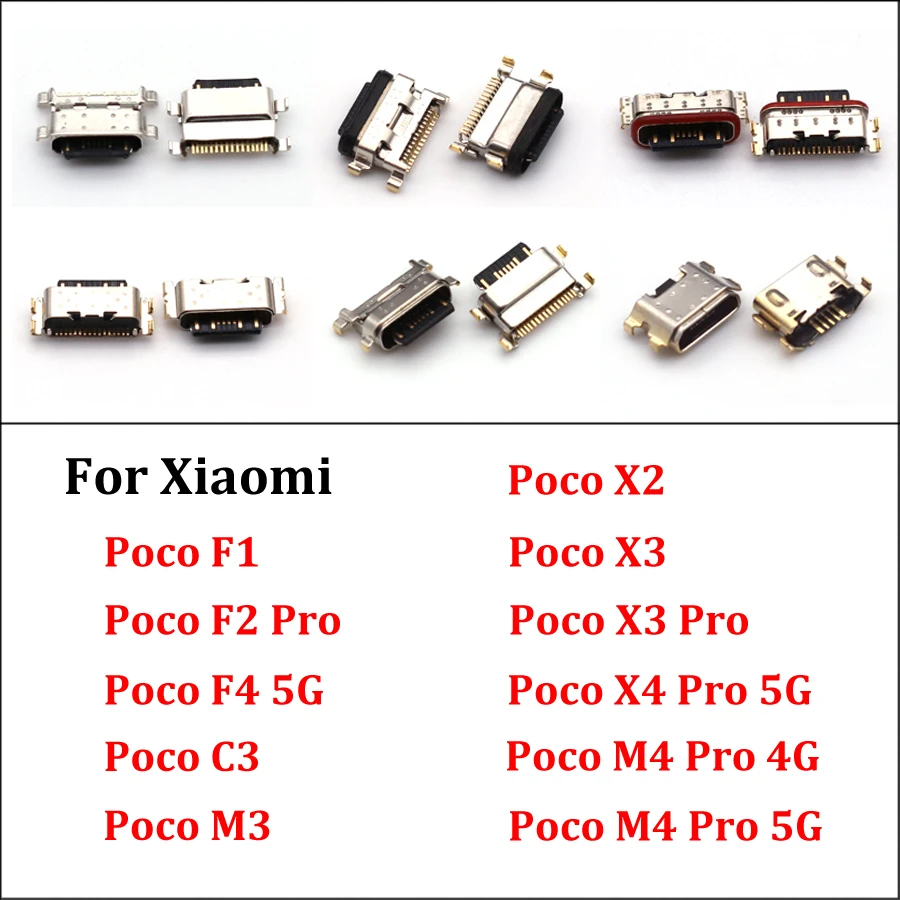 10pcs USB Fast Charging Port For Xiaomi Poco F1 F2 F3 F4 X2 X3 X4 M3 M4 Pro C3 4G 5G Dock Charger Board Connector Flex Cable