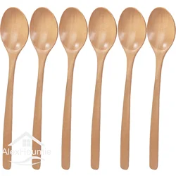 Conjunto de colher de madeira natural estilo japonês, mistura, colher de café, sopa de mesa ecológica, talheres, pacote de 6