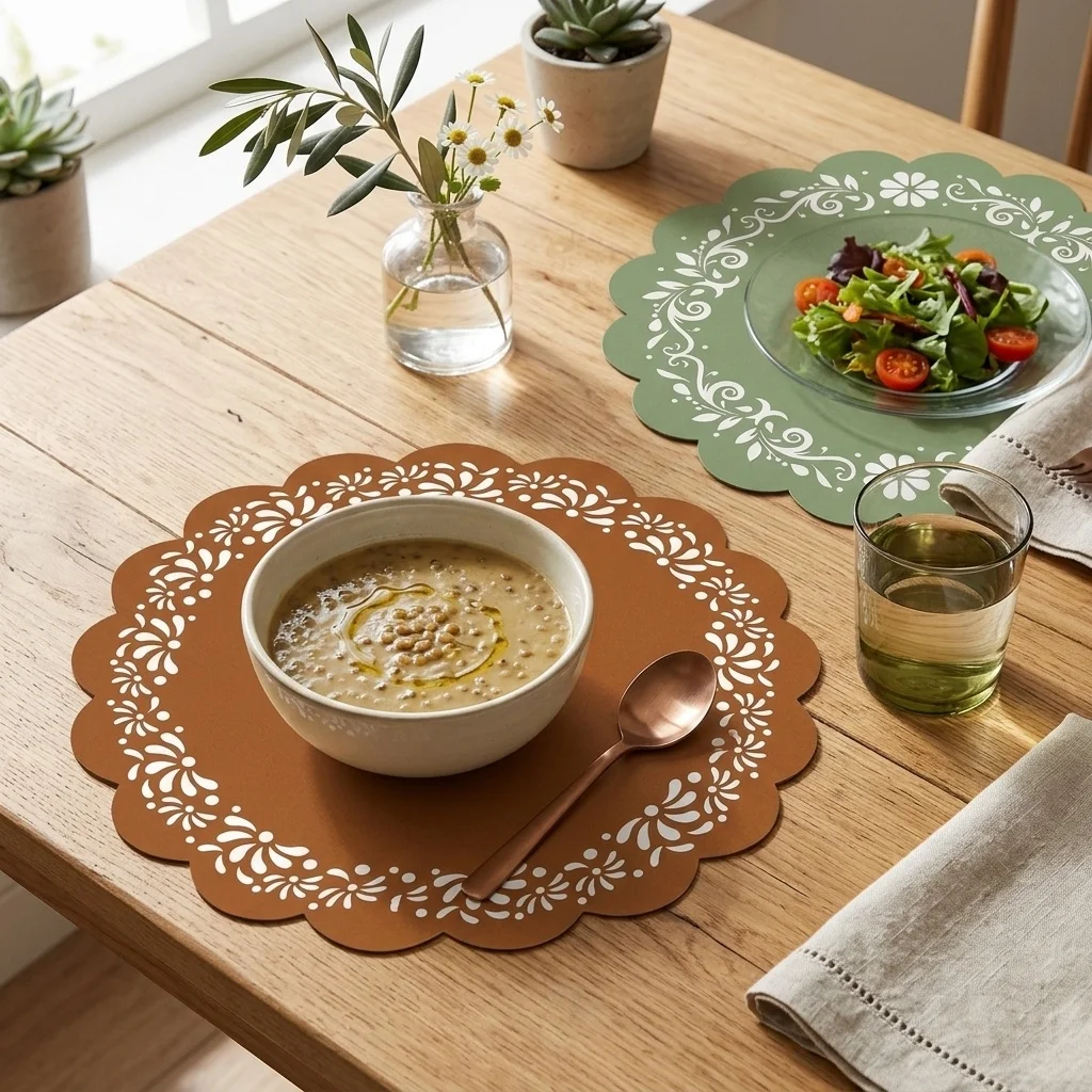 60/120/180pcs brown-green paper disposable placemats are suitable for table layout and family dinner party decoration