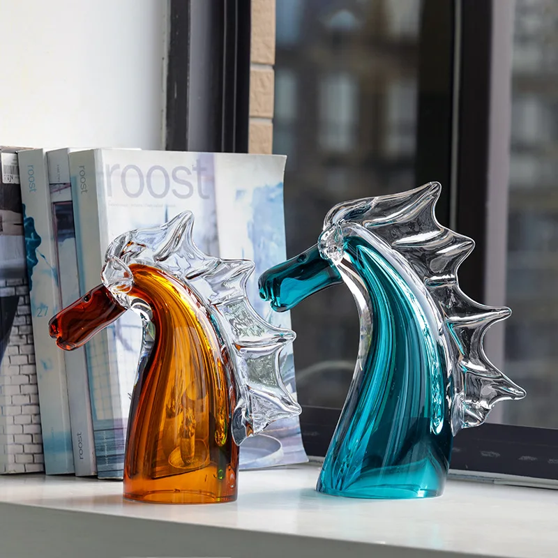 Creative light luxury glazed horse success ornament modern living room wine cabinet bogu shelf study animal decoration ornament
