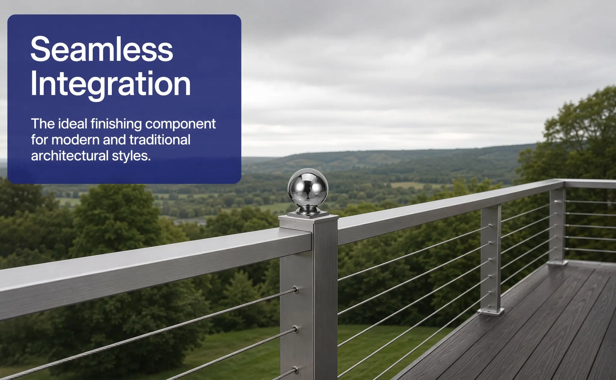 Stainless Steel Square Integrated Guardrail Post Ball Cover Cap Reliable Secure Fit for Gates Fences Decks Stair Handrail Finial