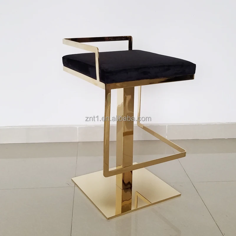 Modern Luxury Black Swan Velvet Fabric Bar Chair Gold Stainless Steel High Chair Home Hotel Restaurant Living Room Gym