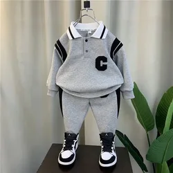 Clothing set letter printed autumn winter top coat pants 2023 Fashionable new styles college style 0-8 year old boy girl clothes