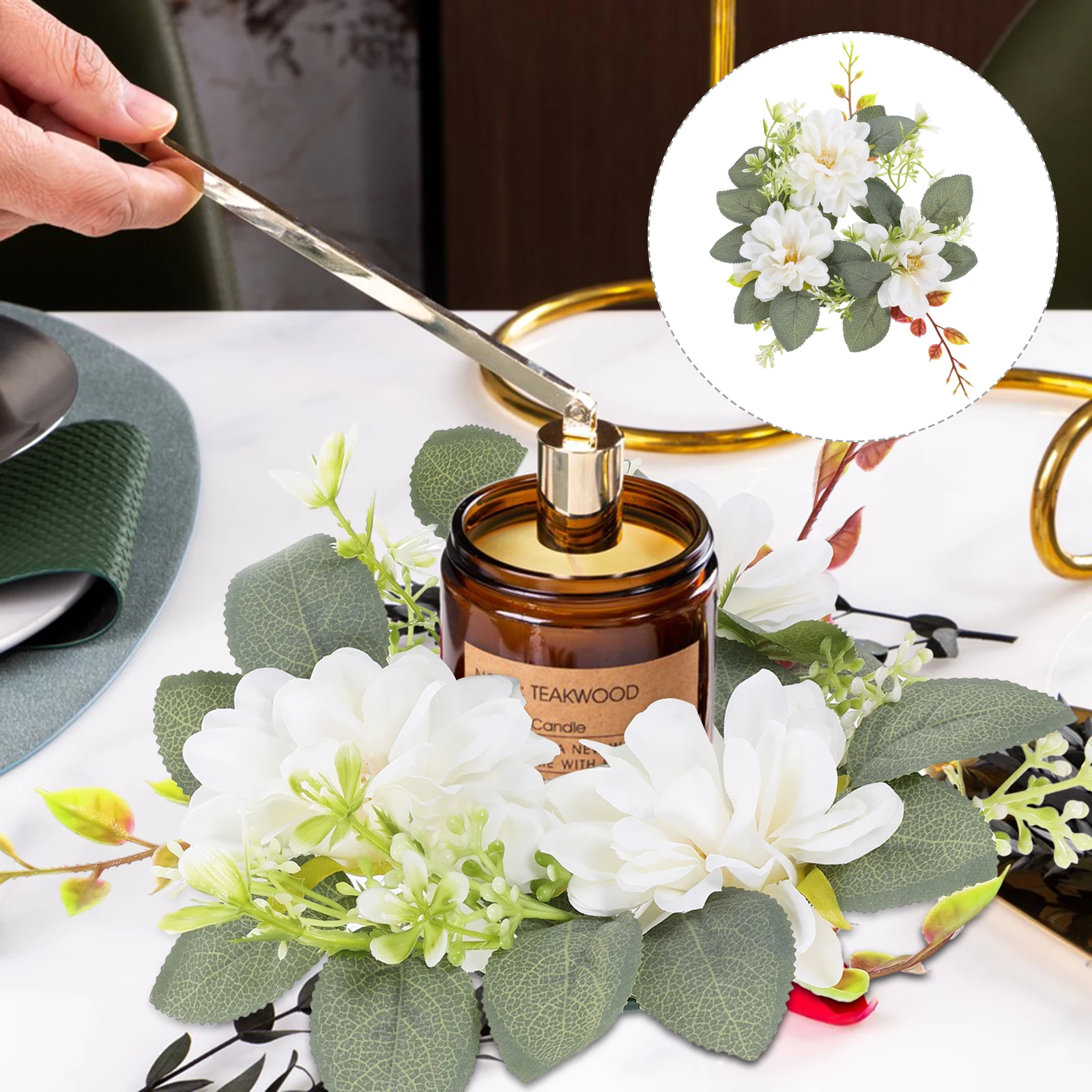 

Artificial Garland Candlestick Wreath Decorate Tabletop Plastic Desktop Wedding Floral