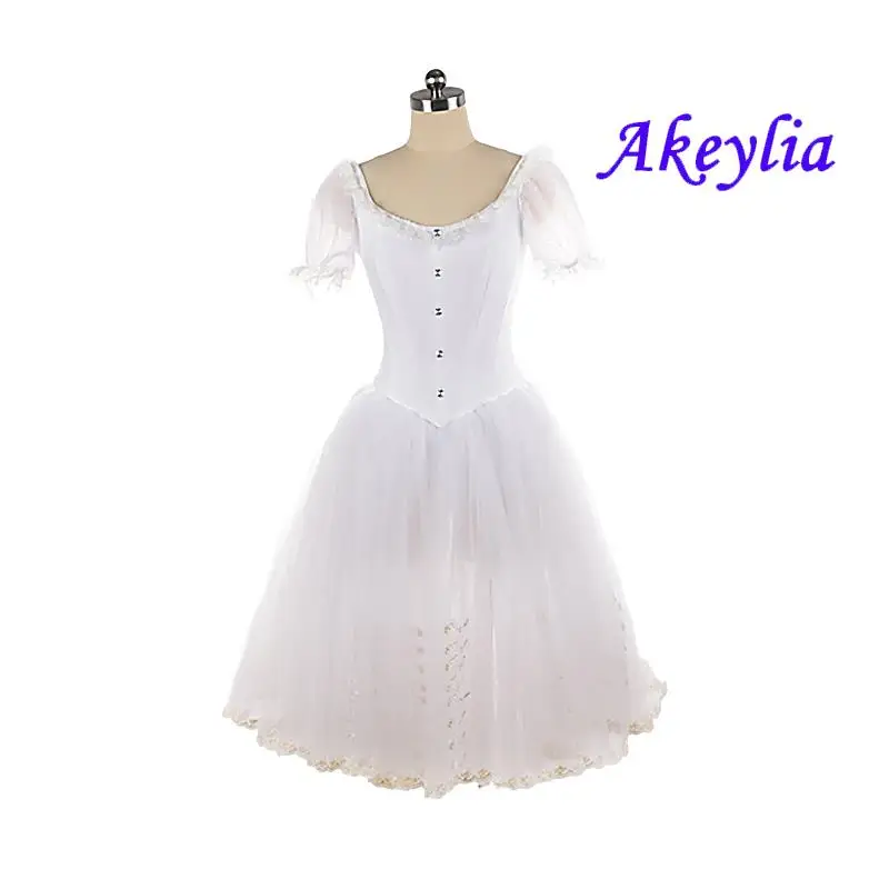 

Akeylia Women GISELLE Ballet Dress Professional white Ballet Costume Group dance performance for adult 5 layers JNBL185