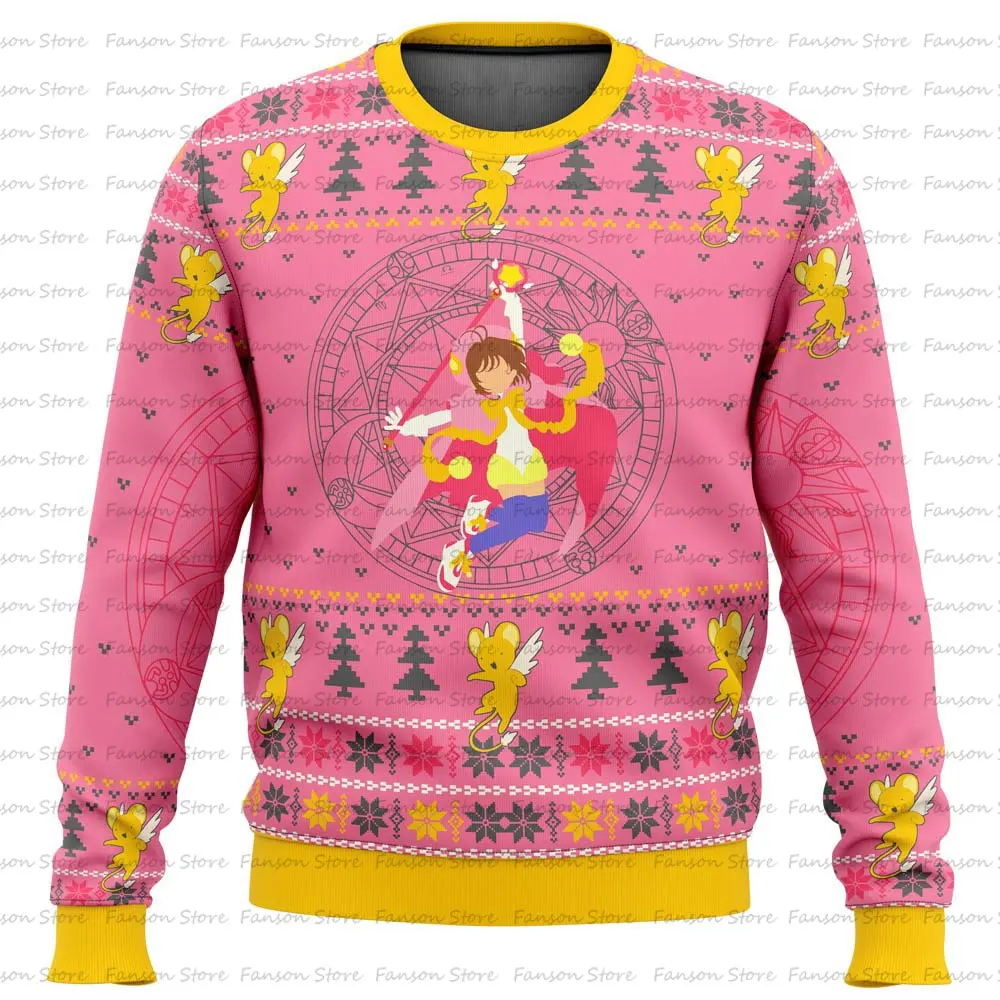 CARDCAPTOR SAKURA HAPPY Ugly Christmas Sweater 2024 New Fashion Men Pullover Tops Cartoon Anime Women Hoodie Sweatshirt