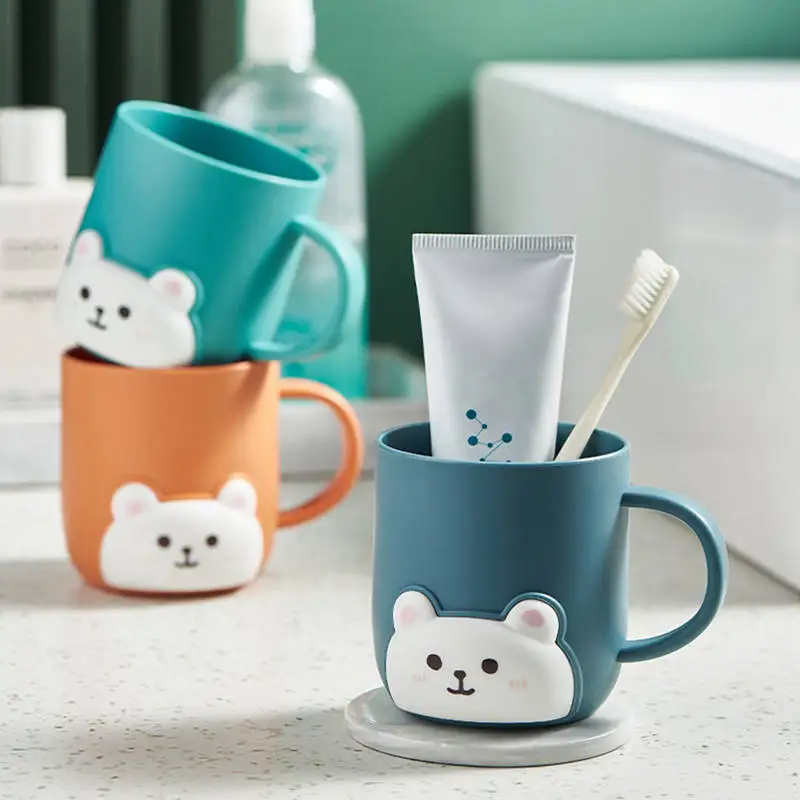 Tazas de cepillo de dientes de conejo para niños y adultos, vaso de baño irrompible, taza de baño