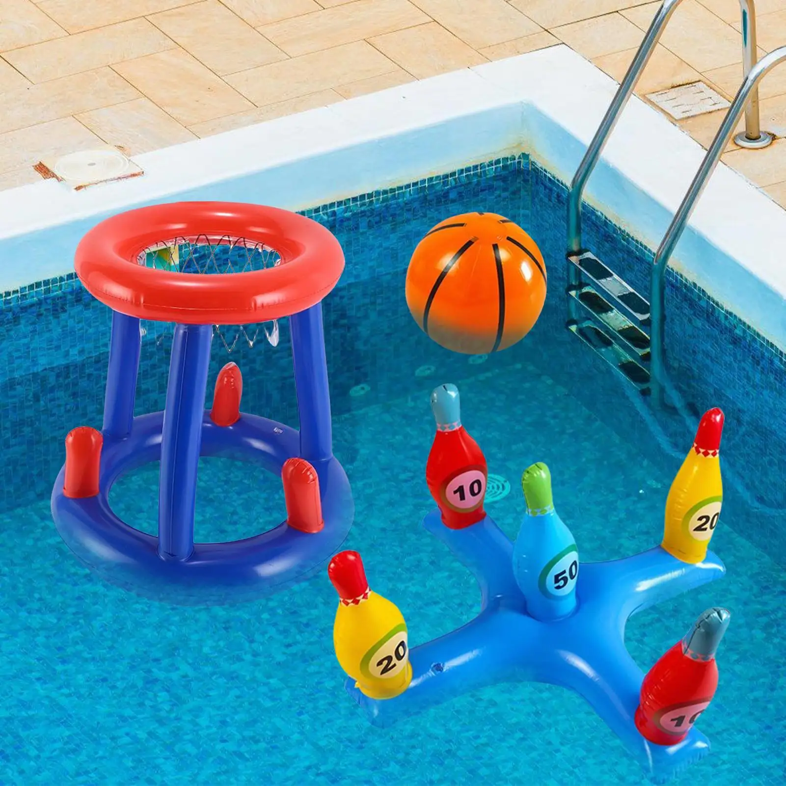 

Inflatable Pool Toys Floating Inflatable Pool Basketball Toys Set Interactive Floats Toss Games Floats For Kids Boys Girls