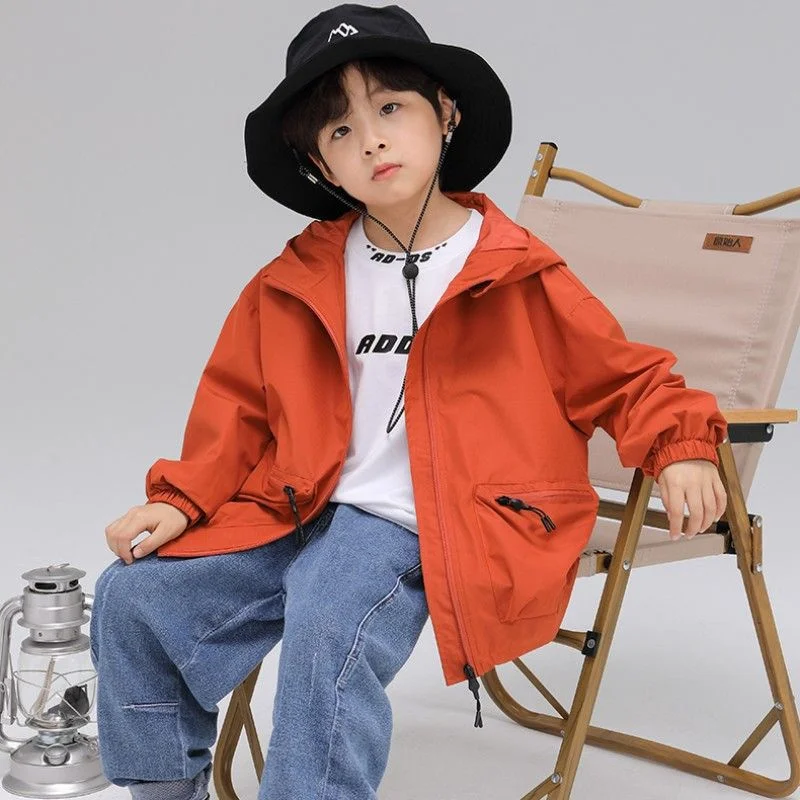 Boys Coat Jacket Cotton Outerwear Windbreak 2024 Orange Spring Autumn Overcoat  High Quality Children\'s Warm Clothing