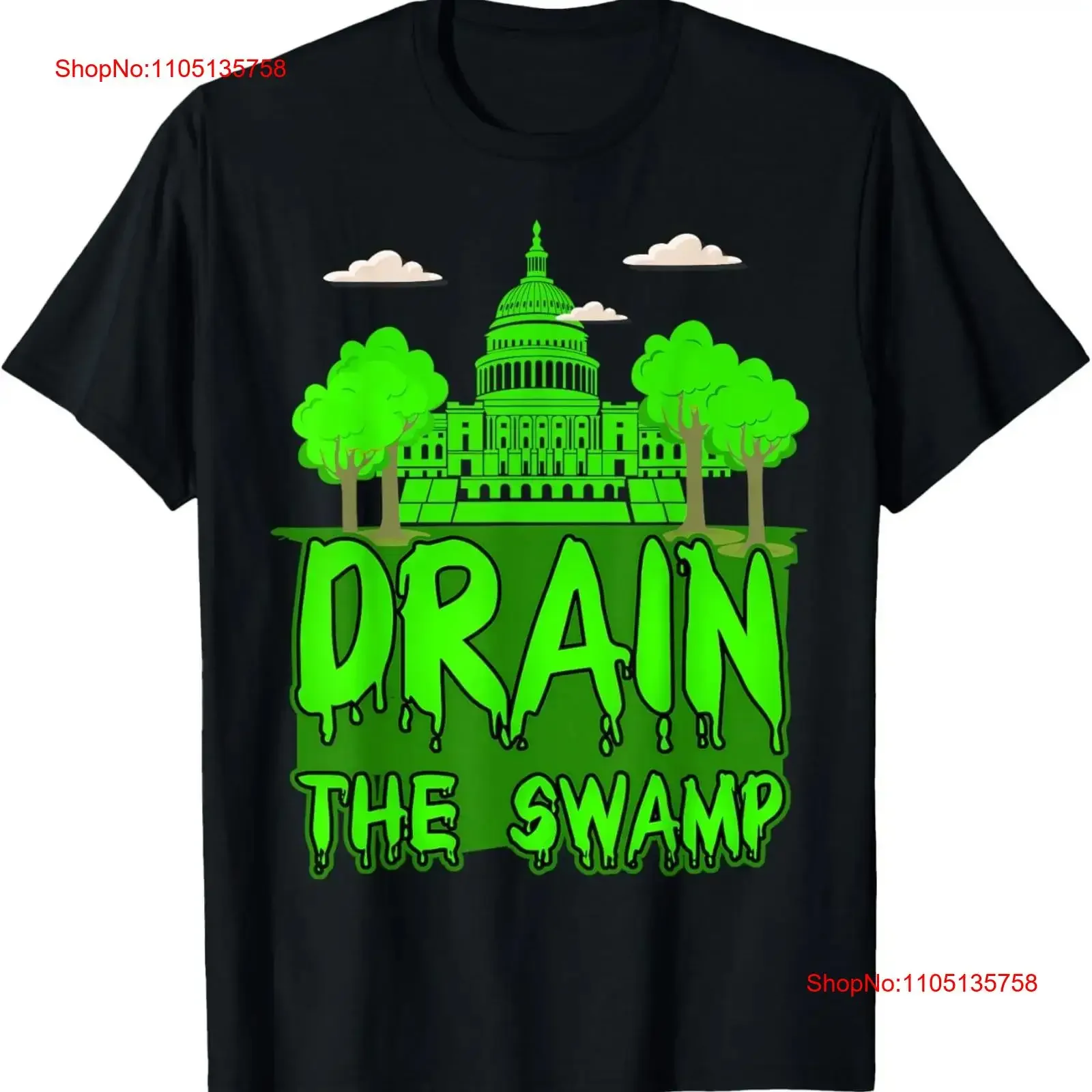 Drain the Swamp T Shirt  vintage Washed Top For Everyday Wear designer clothes Soft Stretched Unisex Casual Slightly Versatile