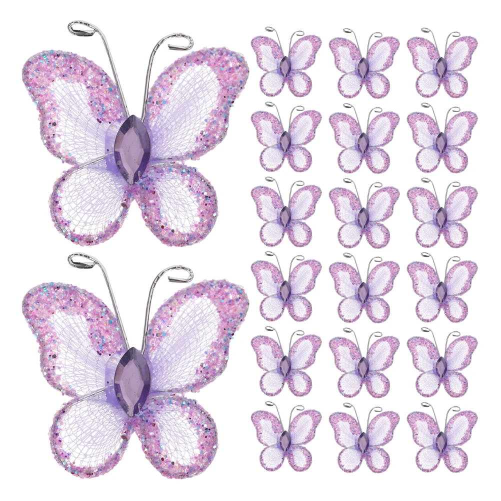 

70 Pcs Glitter Butterfly Decoration Decorative Butterflies for Wedding Small Craft Ornaments Acrylic Crafts Flower Bouquet