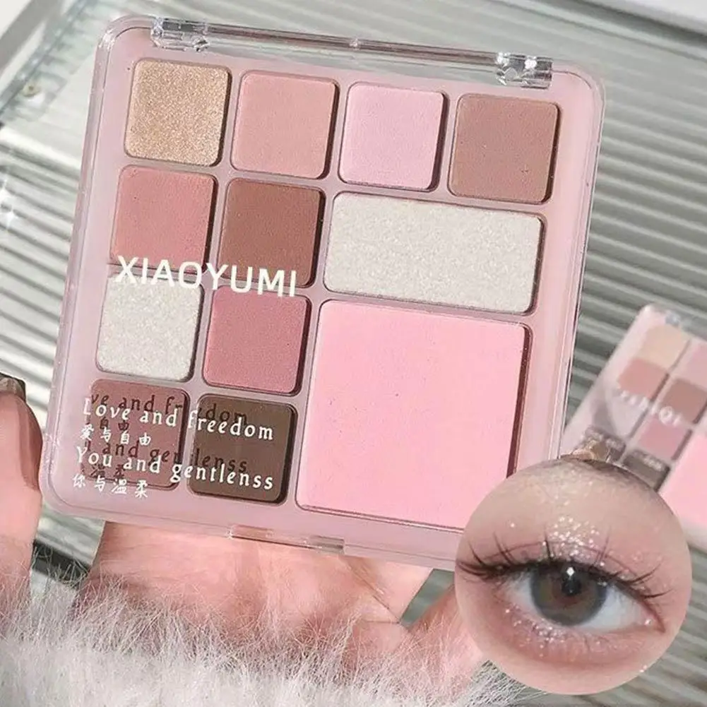 12 Color Powder Blusher Eye Shadow Plate Girl Beginner Makeup Nude Pink Eyeshadow Low Saturation All Matte Eye Pigment