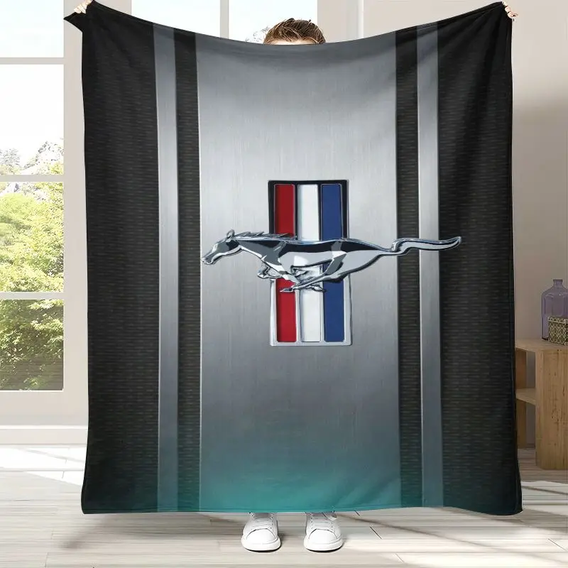 Vintage M-Mustang Racing Biker Garage Moto Soft Flannel Throw Blanket,Cozy Warm Blanket for Bed,Sofa,Living Room,Picnic,Camping