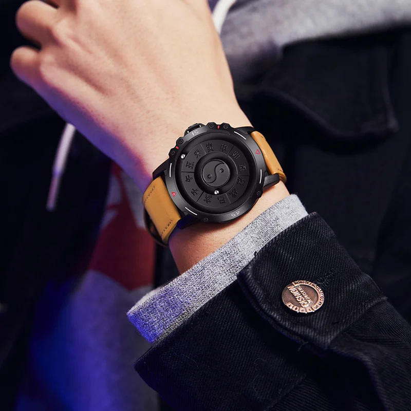 DOM-reloj de cuarzo deportivo para hombre, cronógrafo multifuncional con cuentas magnéticas de Metal, esfera magnética, creativo, nuevo diseño, 1737