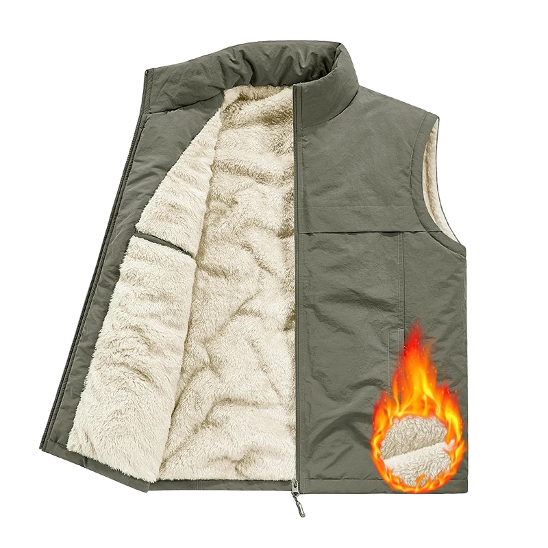 

Men's Simple Versatile High-end Vest High Quality Men's Lamb Wool Cotton Vest Men's New Thickened Windproof Puffer Waistcoat