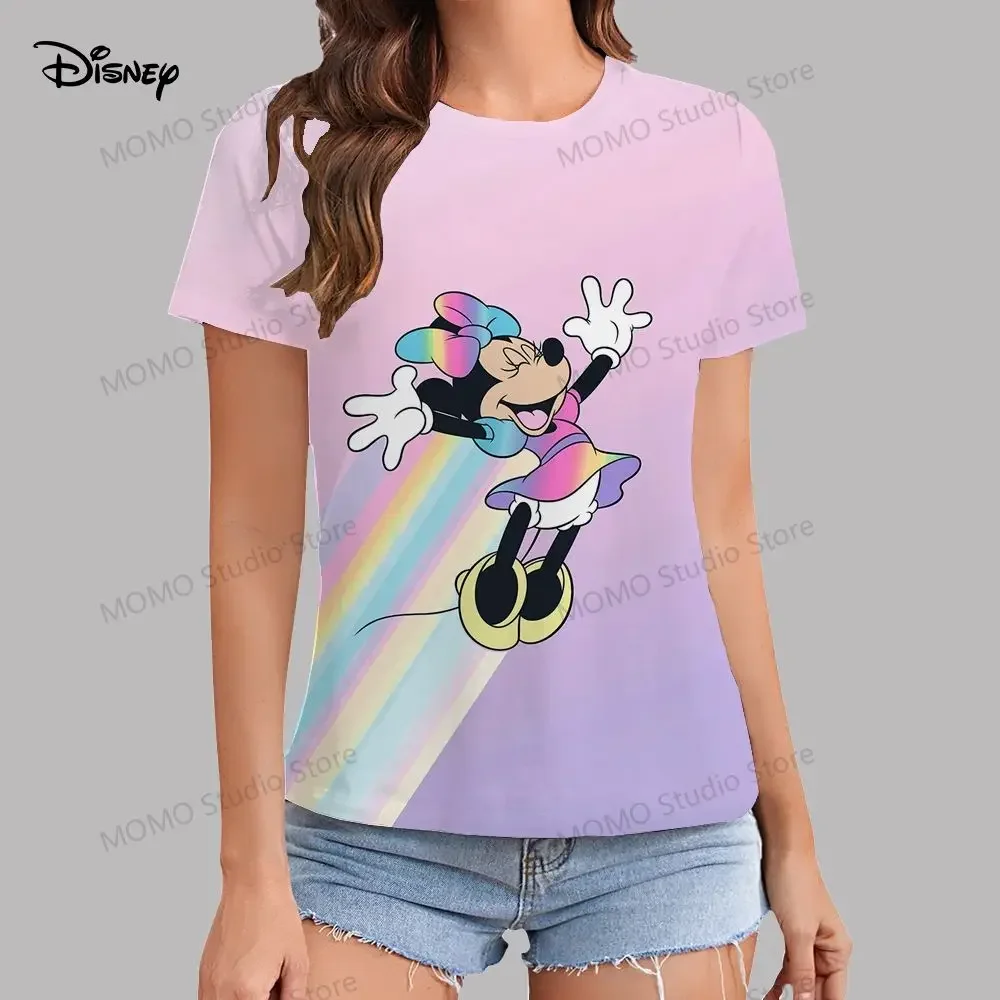 

2024 Fashion O Neck Clothing Tops Disney Mickey Mouse T-Shirt Summer Short Sleeve 100-6xl Cute Streetwear y2k 3-14 years old