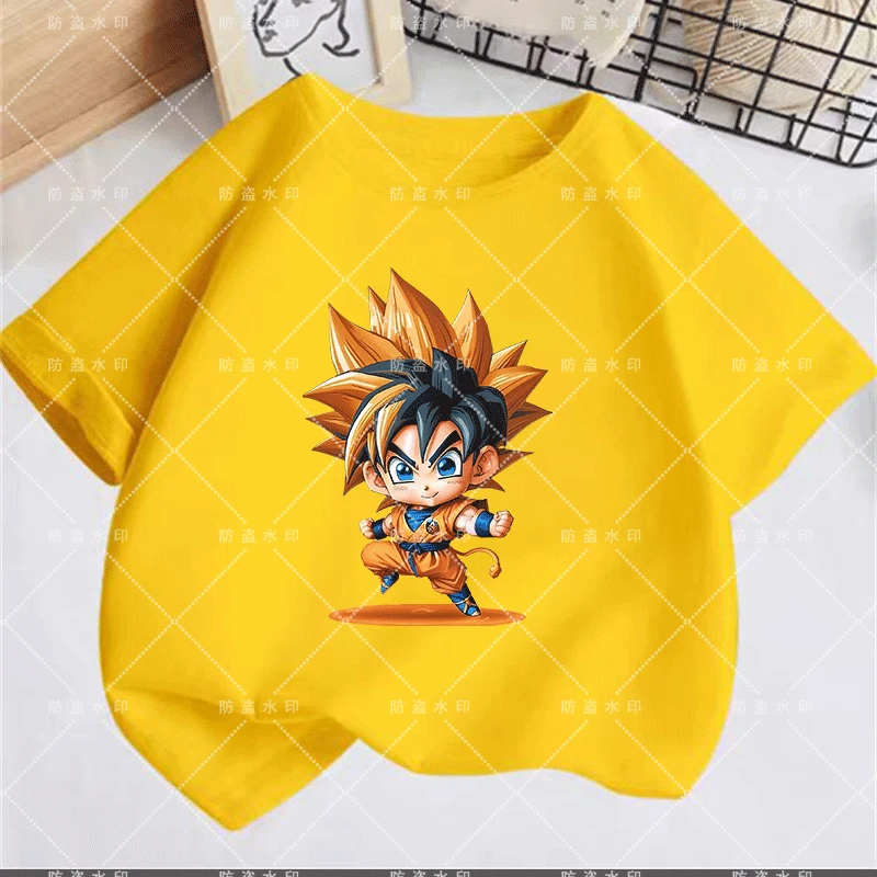 Sudadera con capucha de DragonBall para niños y niñas, de manga corta Camiseta deportiva, Goku, ropa de verano, 2024