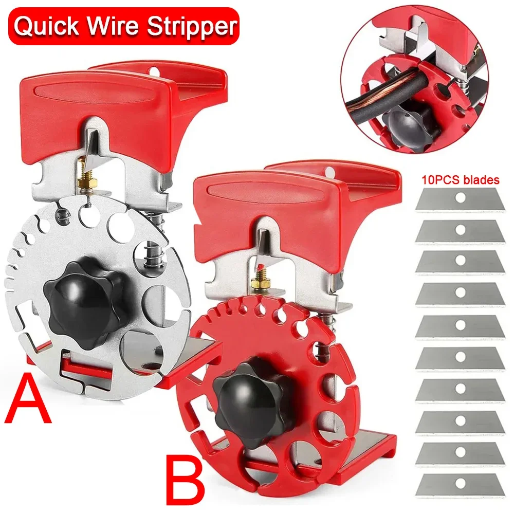 Universal Handheld Quick Wire Stripper Machine Cable Cutter Pliers Tool Cable Wire Stripping Machine with 10 Blades