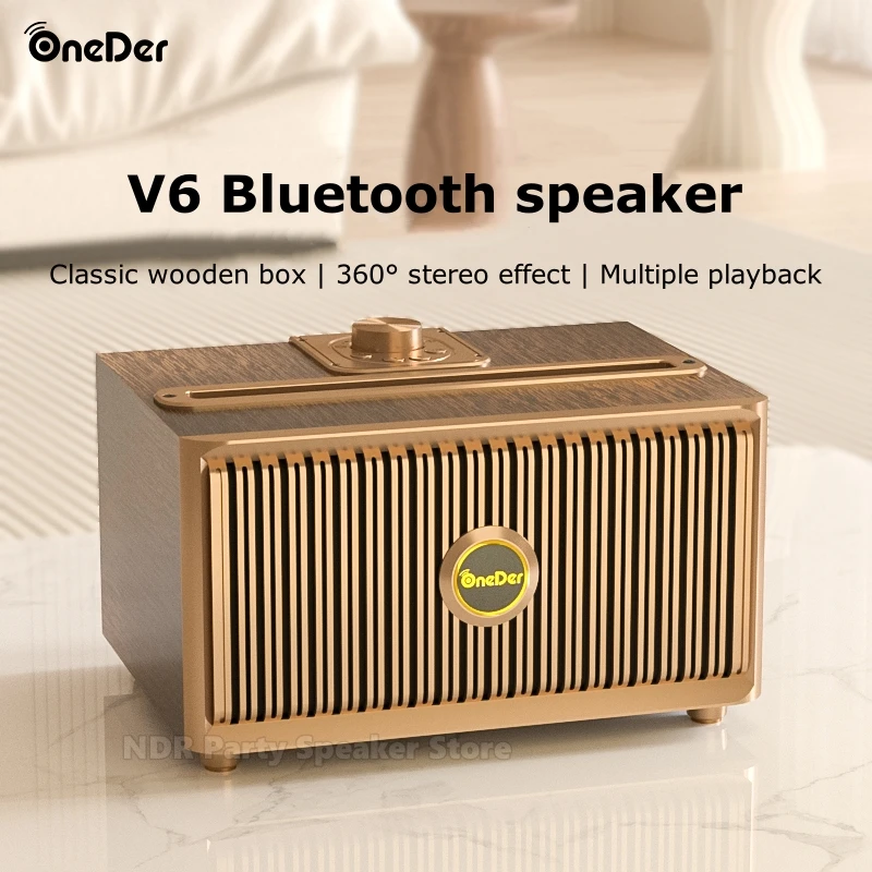 Retro Wooden Bluetooth Speaker 20W Vintage Portable Wireless Speaker with Heavy Bass Music Player Long Playtime for Home, Office