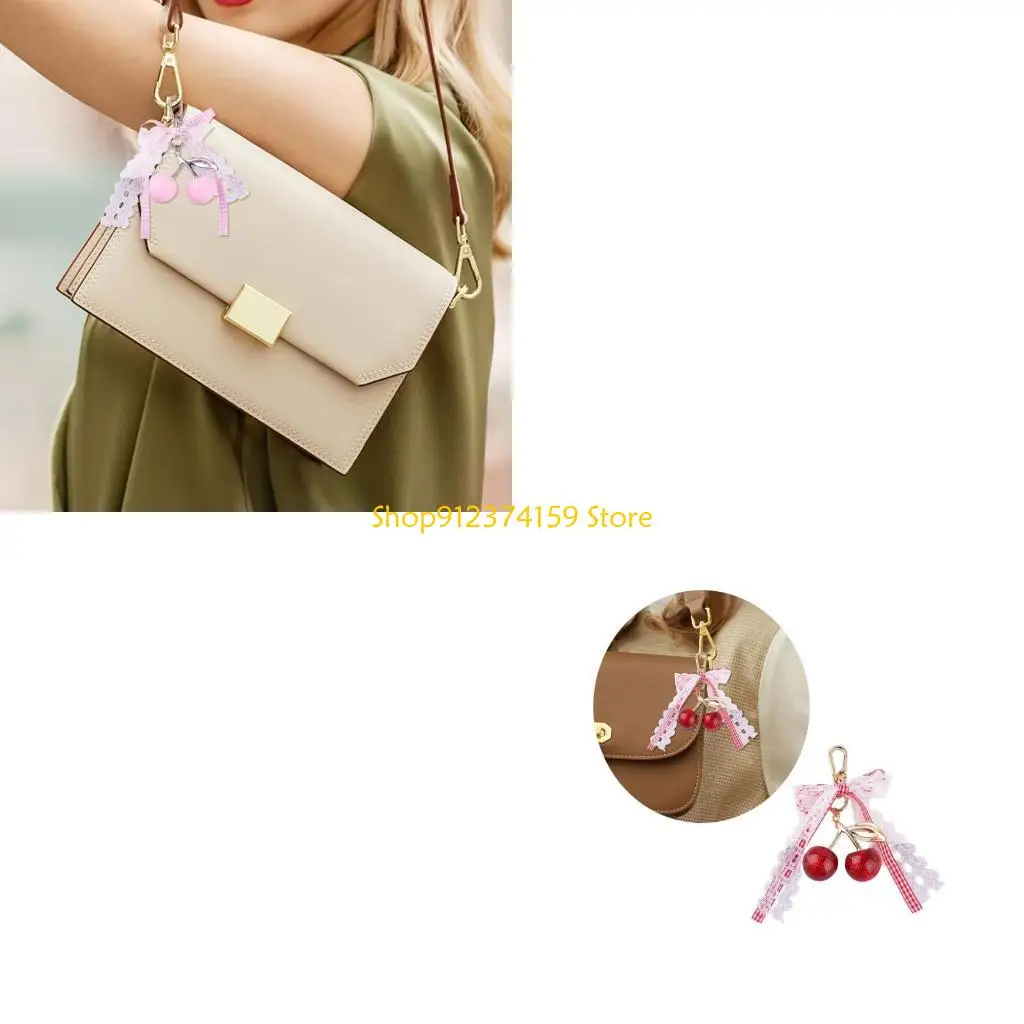 G5AE Elegant Cherry Keyring Bag Pendant for Women’s Handbag and Car Organization