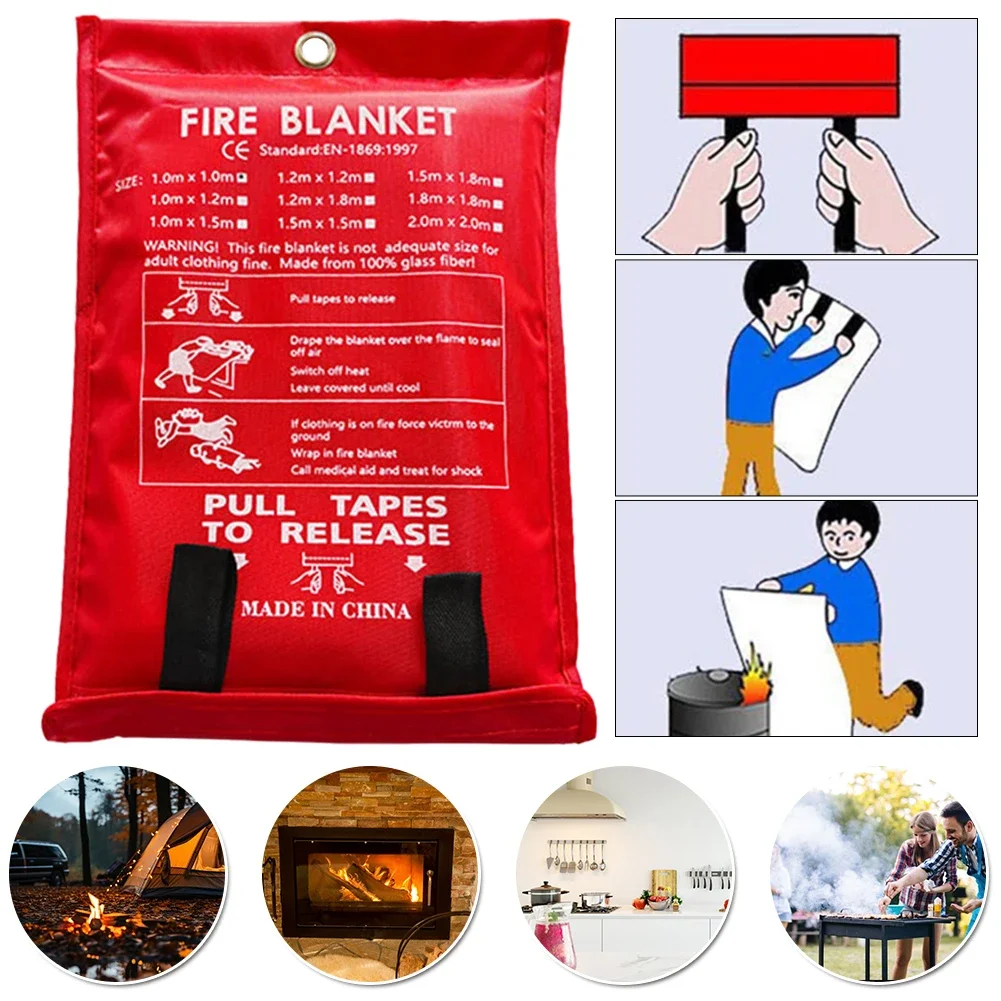 Fire Blanket Emergency Fire Blanket Flame Retardant Tent Shelter Fire Extinguisher Reusable Fireproof Mat for Emergency Survival