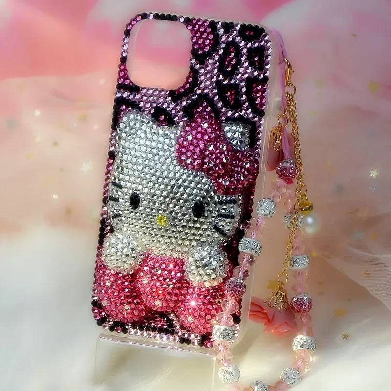 For IPhone 16 15 14 13 Pro Max IPhone Xs IPhone Case 8 Plus Full Rhinestone 7 Cartoon Hello Kitty 11 Protective Case 6 Female 12