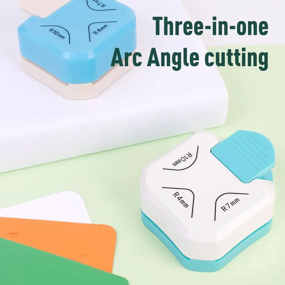 3-in-1 Multi-angle Round Corner Devices Edge Press Paper Cut R4/R7/R10mm Round Corner Embossing Device Manual Diy Round Cutter