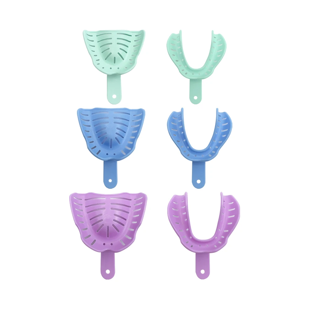 6Pcs/set Dental Impression Tray Plastic Disposable Colorful Teeth Holder Dentistry Laboratory Materials S/M/L Oral Care Tools