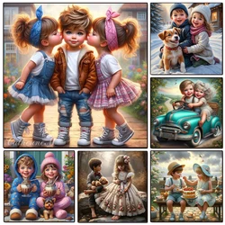 Sweet Couple 5d DIY Full Diamond Painting Cute Girl And Boy Dog Bear New Diamond Mosaic Embroidery For Birthday Gift Room Decor